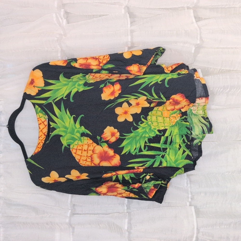 Vintage Makai Beach Women's Flowy Hawaiian Top L XL